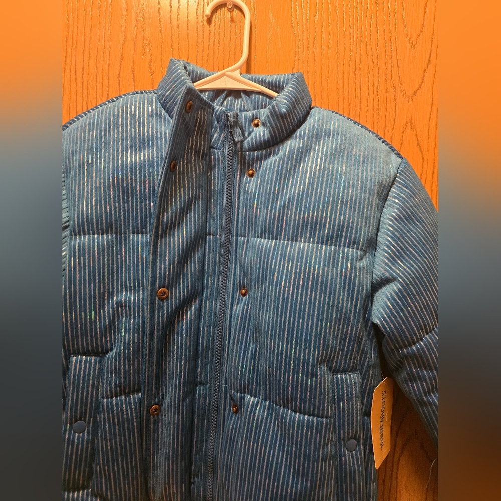 NEW Blue Kids Puffer Jacket S 7/8 - Picture 6 of 10